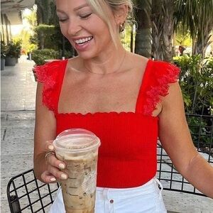 Peixoto Mariel smocked top red